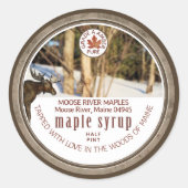 メープルシロップウッズムースバケットメープルリーフグランジ ラウンドシール (正面)