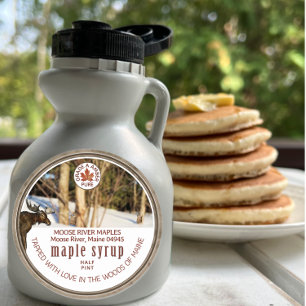 メープルシロップウッズムースバケットメープルリーフグランジ ラウンドシール