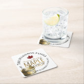 メープルシロップオーガニックコースタープロモーション金ゴールドバケツ スクエアペーパーコースター (インサイチュ)