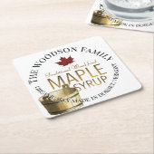 メープルシロップオーガニックコースタープロモーション金ゴールドバケツ スクエアペーパーコースター (アングル)