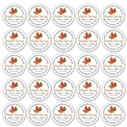 メープルシロップカラフルメープルリーフカスタムラベル2.5" シール (正面)