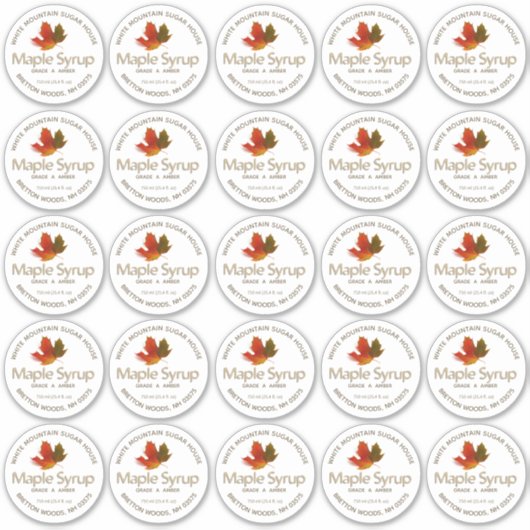 メープルシロップカラフルメープルリーフカスタムラベル2.5" シール (正面)