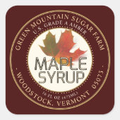 メープルシロップカラフルメープルリーフ点々のある縁ど スクエアシール (正面)