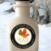 メープルシロップカラフルメープルリーフ点々のある縁ど ラウンドシール