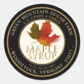 メープルシロップカラフルメープルリーフ点々のある縁ど ラウンドシール (正面)