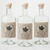 メープルシロップクラフト瓶ラベル（黒葉付） リキュールボトルラベル (ボトル)