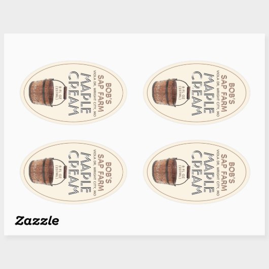 メープルシロップクリーム飴のバケツ付きラベル 楕円形シール (シート)