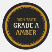 メープルシロップグレードA琥珀の黒と金ゴールドラベル ラウンドシール (正面)