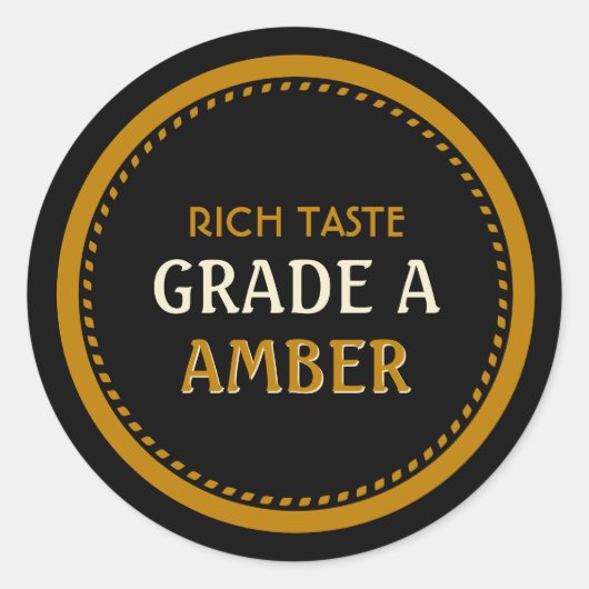 メープルシロップグレードA琥珀の黒と金ゴールドラベル ラウンドシール (正面)