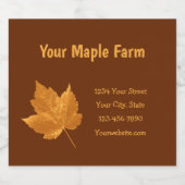 メープルシロップファームアンバーイエローブラウンカントリー素朴 リキュールボトルラベル (シングルラベル)