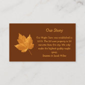 メープルシロップファームアンバーイエローブラウンカントリー素朴 名刺 (裏面)