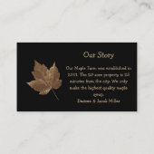 メープルシロップファームブラウンブラックカントリー素朴 名刺 (裏面)