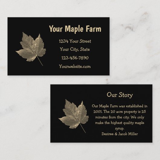 メープルシロップファームベージュブラックカントリー素朴 名刺 (正面/裏面)