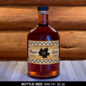 メープルシロップブラックバッファローチェックリーフクラフト紙 長方形シール