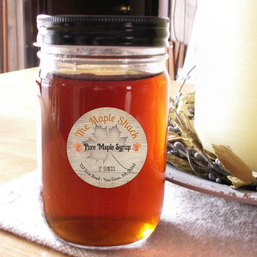 メープルシロップメープルリーフ製品ビジネスステッカー ラウンドシール