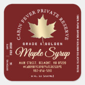 メープルシロップラベル円形ロゴ（バッチおよび日付） スクエアシール (正面)