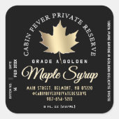 メープルシロップラベル円形ロゴ（バッチおよび日付） スクエアシール (正面)