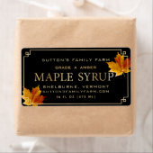 メープルシロップラベル黒縁ど金ゴールドカラフルリーフ ラベル (インサイチュ)