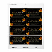 メープルシロップラベル黒縁ど金ゴールドカラフルリーフ ラベル (フルシート)