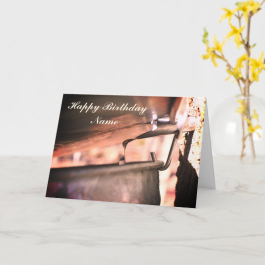 メープルシロップランニングサップパーソナライズされた誕生日カード カード (黄色い花)