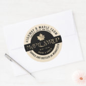 メープルシロップ州名ラベルアイボリー&ブラック ラウンドシール (封筒)