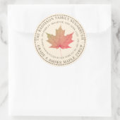 メープルシロップ州名ラベルアイボリー ラウンドシール (バッグ)