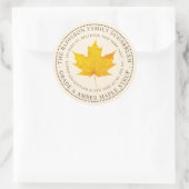 メープルシロップ州名ラベルアイボリー ラウンドシール (バッグ)