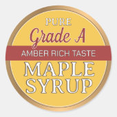 メープルシロップ採点ふたラベル縁ど金ゴールド ラウンドシール (正面)