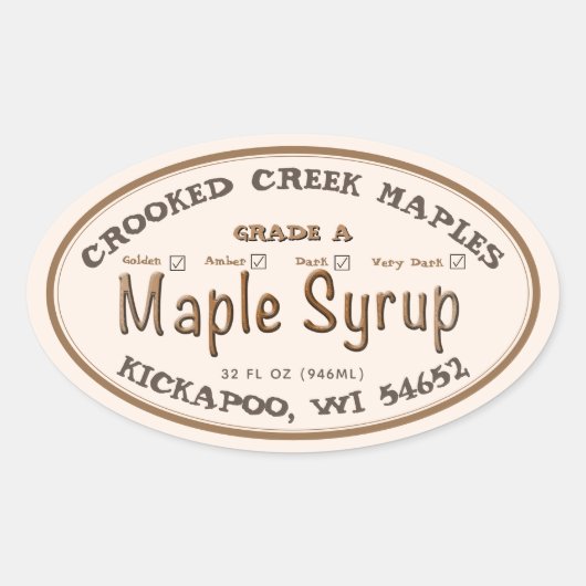メープルシロップ新しい成績チェックリストラベルアイボリー 楕円形シール (正面)