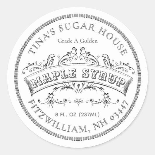 メープルシロップ旧スファッションドクロール白ラベル ラウンドシール (正面)