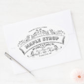 メープルシロップ旧スファッションドクロール編集可能ラベル 楕円形シール (封筒)