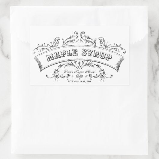 メープルシロップ旧スファッションドクロール編集可能ラベル 長方形シール (バッグ)