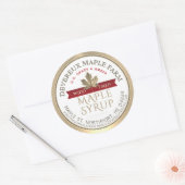 メープルシロップ木材焼成レッドバナー金ゴールドリーフ ラウンドシール (封筒)