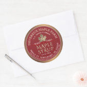 メープルシロップ木材焼成レッドバナー金ゴールドリーフ ラウンドシール (封筒)
