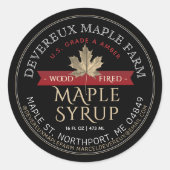 メープルシロップ木材焼成レッドバナー金ゴールドリーフ ラウンドシール (正面)