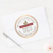 メープルシロップ木材焼成レッドバナー金ゴールドリーフ ラウンドシール (封筒)