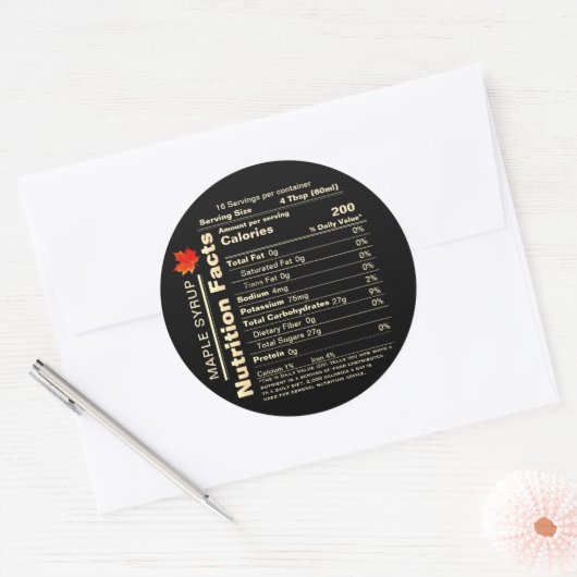 メープルシロップ栄養ファクト赤糖メープルリーフ ラウンドシール (封筒)