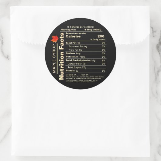 メープルシロップ栄養ファクト赤糖メープルリーフ ラウンドシール (バッグ)