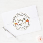 メープルシロップ注いだ金ゴールドフォントw葉カラフルS ラウンドシール (封筒)