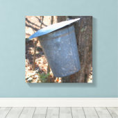 メープルシロップ砂糖樹液バケツ キャンバスプリント (インサイチュ (ウッドフロア))