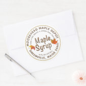 メープルシロップ葉ラベル秋のメデ縁どール ラウンドシール (封筒)