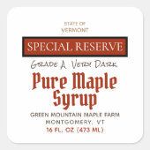 メープルシロップ赤スペシャルリザーブ州 スクエアシール (正面)