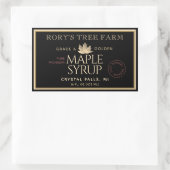 メープルシロップ金ゴールドとブラックメープル 長方形シール (バッグ)