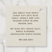 メープルシロップ金属金ゴールドファンシーラベル縁ど フェイバータグ (裏面)