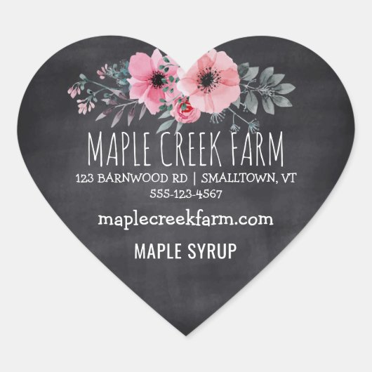 メープルシロップChalkboardビジネス製品ラベル ハートシール (正面)