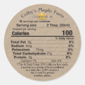 メープルシロップKraft栄養ファクトラベルリーフ ラウンドシール (正面)