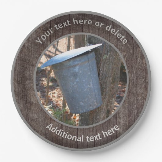 メープルシロップSAPバケット自然パーソナライズされたパーティー ペーパープレート (正面)