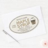 メープルシロップSAPバケッ縁どトオーバルステッカー 楕円形シール (封筒)