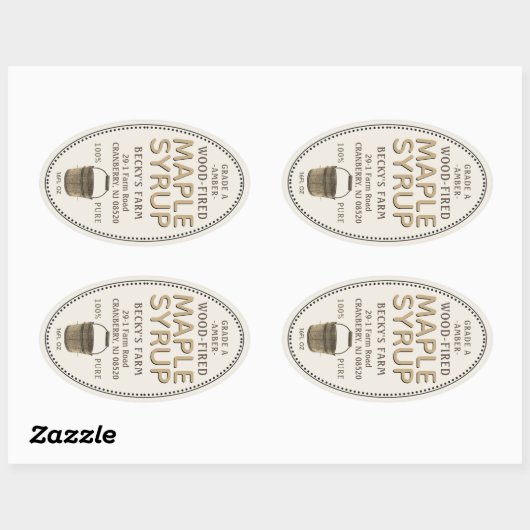 メープルシロップSAPバケッ縁どトオーバルステッカー 楕円形シール (シート)