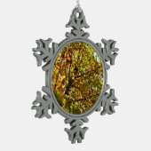 メープルツリーの緑と金ゴールドの秋色の変更 スノーフレークピューターオーナメント (左)